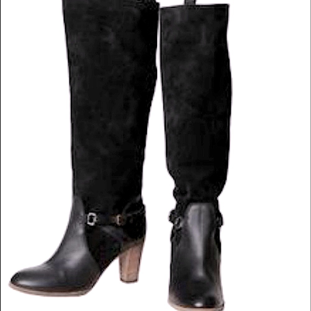 ⭐️Comptoir Des Cotonniers⭐️Knee High block heel suede&leather Boots Size38=71/2
